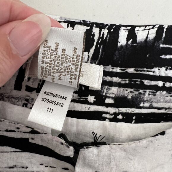 Chico’s Womens Size 2 L Artsy Abstract Open Front Jacket Black White Cotton - Picture 5 of 8